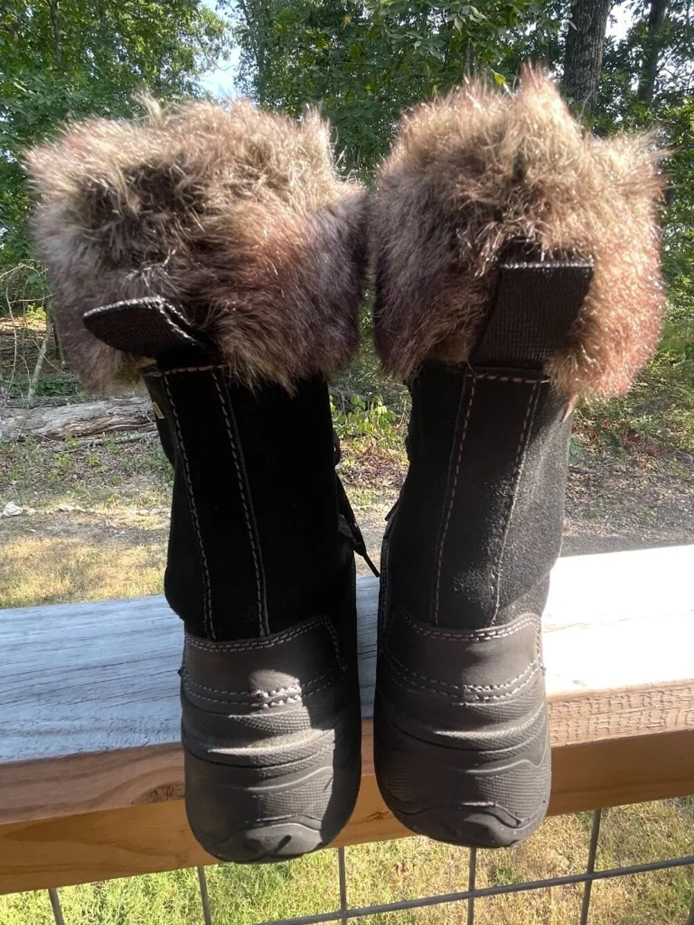 Khombu Slope Snow Boots Sz 8M Gorpcore Faux Fur Lace Up EUC Warm